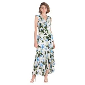 Banana Republic Floral Dress in White, green & Blue Size 18 Tall